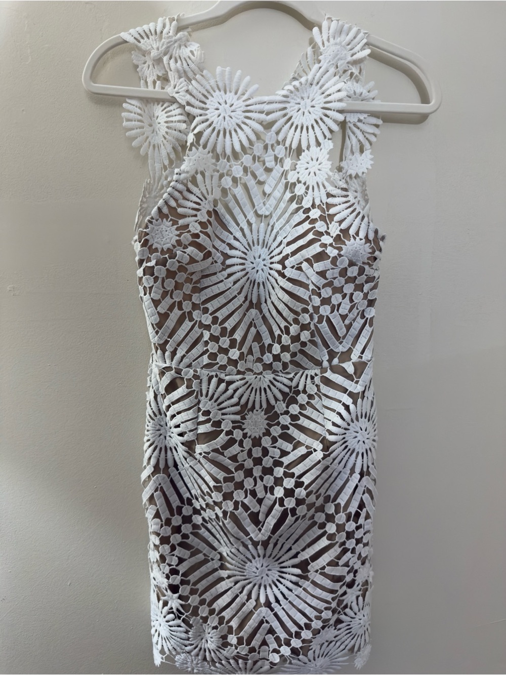 SAYLOR x Free People Presley Mini Dress Ivory Embroidered Bridal | Size Small